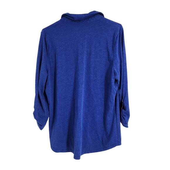 Kim Rogers Blue Roll Tab Sleeve Top Womens Size Large L - Picture 2 of 4